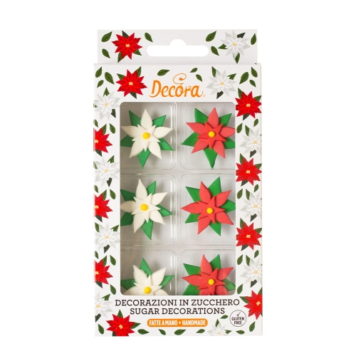 Gwiazdy betlejemskie kwiaty cukrowe na Święta Decora 6szt