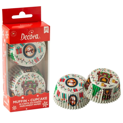 Papilotki do muffinek Świąteczne prezenty 50x32mm Decora 36szt