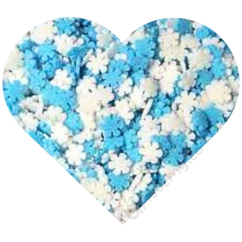 Płatki śniegu biało-niebieskie posypka cukrowa konfetti 40g