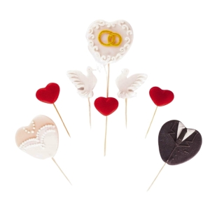 Zestaw Weselny figurki cukrowe na tort ślubny pikery 8szt