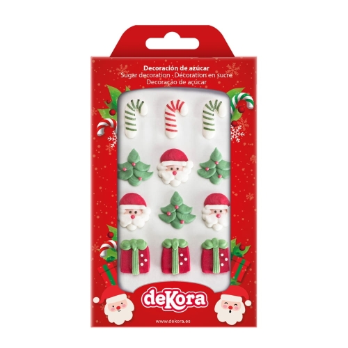 Figurki bożonarodzeniowe cukrowe Mikołaj Choinka Laska 12szt