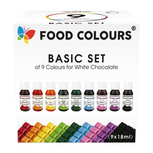 Barwniki w płynie do białej czekolady zestaw 9 kolorów