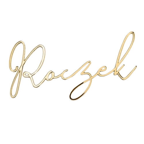 Topper na Roczek na bok tortu Złoty napis nowoczesny 12cm