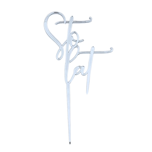 Topper na tort urodzinowy napis Sto lat pionowy Srebrny 12cm