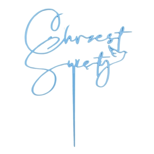 Topper na tort Chrzest Święty i Gołąbek artystyczny błękitny