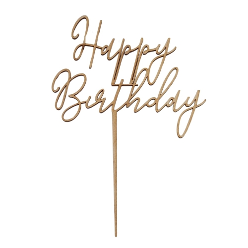 Topper Happy Birthday Drewniany napis nowoczesny 15cm