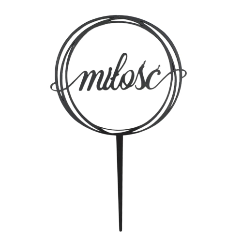 Topper na tort napis Miłość w ozdobnej obręczy Czarny 15cm