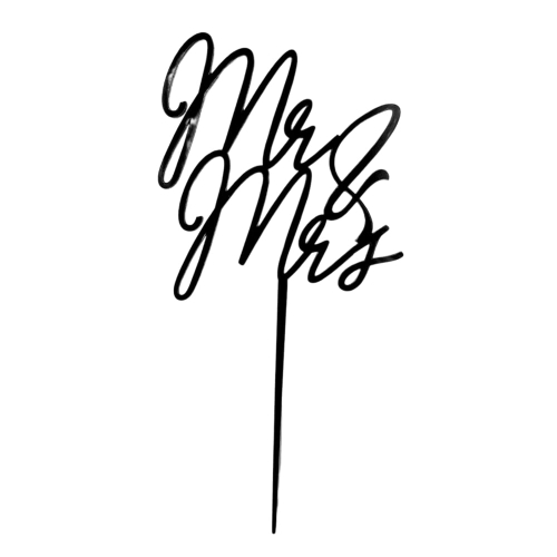 Topper na tort weselny Mr i Mrs napis nowoczesny Czarny 12cm