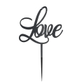 Topper na tort Love Czarny napis artystyczny 12cm