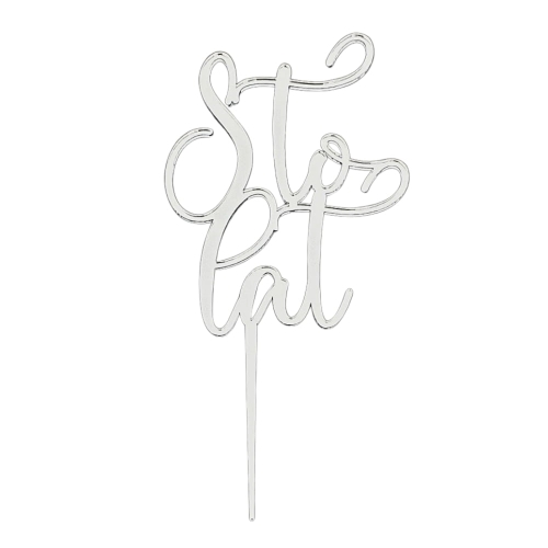 Topper na tort urodzinowy napis Sto lat Srebrny 12cm