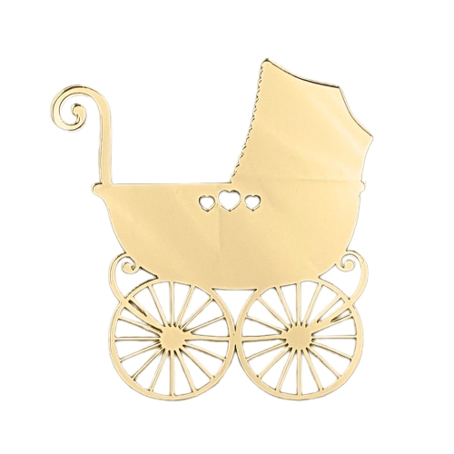 Złoty Wózek dziecięcy Topper na bok tortu 10cm