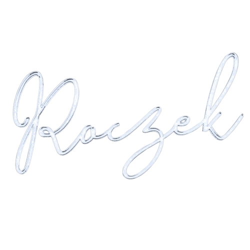 Topper na Roczek na bok tortu Srebrny napis nowoczesny 12cm