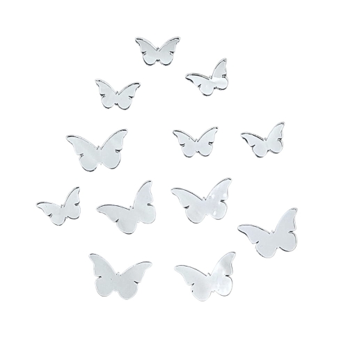 Toppery bok tortu Motyle motylki Srebrne komplet 12szt