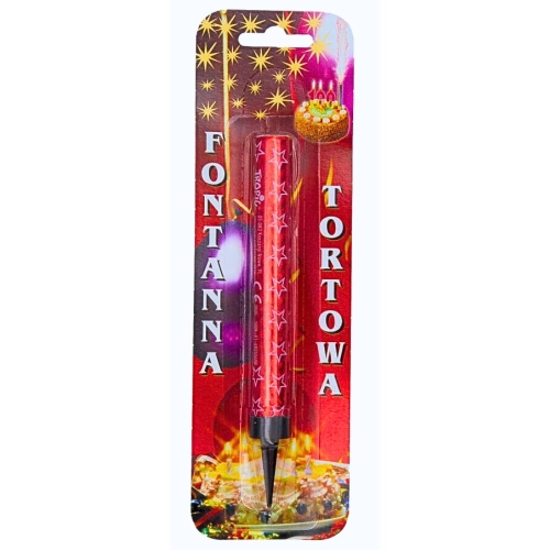 Fontanna na tort z czerwonym płomieniem 12cm 1szt