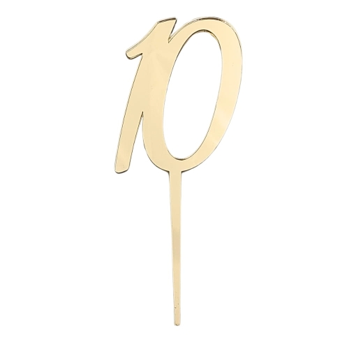 Topper na tort 10 Urodziny Rocznica Złoty 8cm
