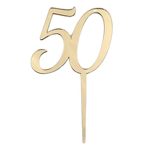 Topper na tort 50 Urodziny Rocznica Złoty 8cm