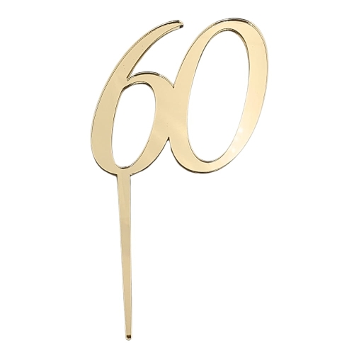 Topper na tort 60 Urodziny Rocznica Złoty 8cm