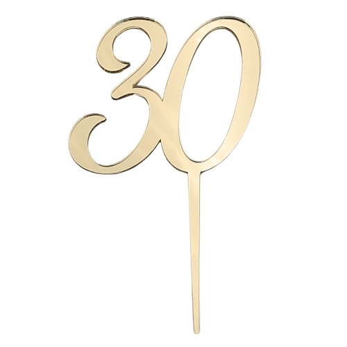 Topper na tort 30 Urodziny Rocznica Złoty 8cm