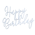 Topper na bok tortu Happy Birthday Srebrny napis 15cm