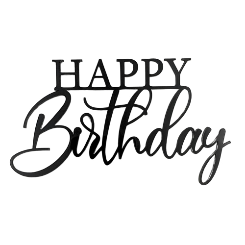 Topper na bok tortu HAPPY Birthday Czarny napis 15cm
