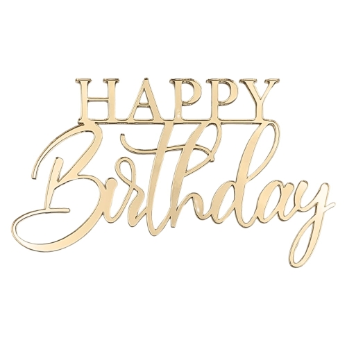 Topper na bok tortu HAPPY Birthday Złoty napis 15cm