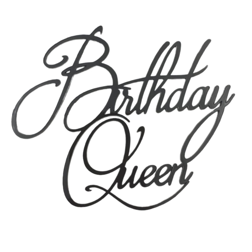 Topper na bok tortu Birthday Queen urodziny Czarny 12cm