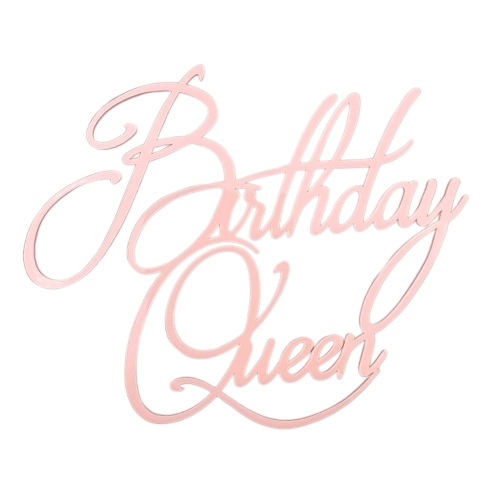 Topper na bok tortu Birthday Queen urodziny Różowy 12cm