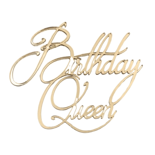 Topper na bok tortu Birthday Queen urodziny Złoty 12cm