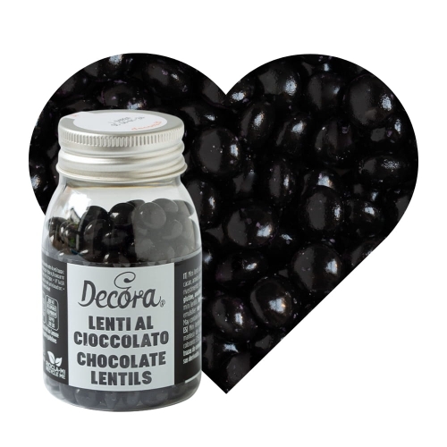 Czarne Lentilki chrupiąca posypka czekoladowa Decora 80g