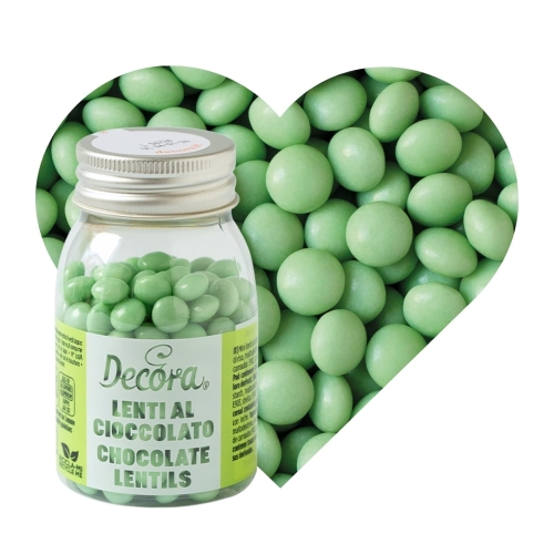 Zielone Lentilki chrupiąca posypka czekoladowa Decora 80g