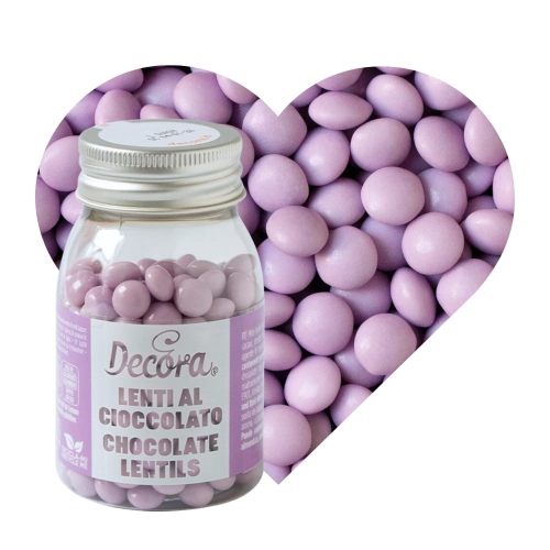 Liliowe Lentilki chrupiąca posypka czekoladowa Decora 80g