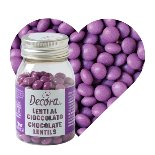 Fioletowe Lentilki chrupiąca posypka czekoladowa Decora 80g