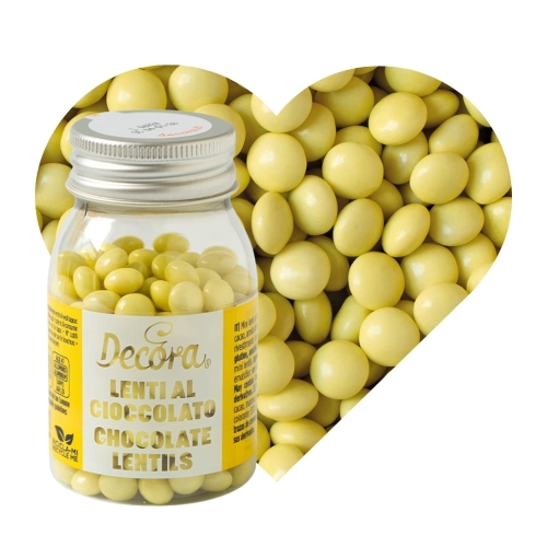 Żółte Lentilki chrupiąca posypka czekoladowa Decora 80g