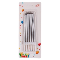 Świeczki urodzinowe na tort Metaliczne Srebrne 12cm 6szt