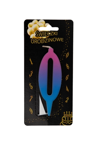 Świeczka na tort Cyfra 0 ombre UV Kolorowa 10,5cm