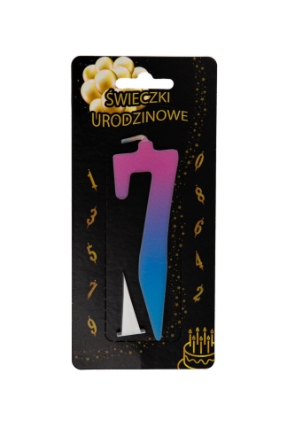 Świeczka na tort Cyfra 7 ombre UV Kolorowa 10,5cm