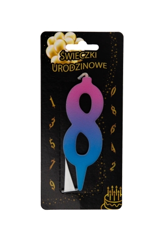Świeczka na tort Cyfra 8 ombre UV Kolorowa 10,5cm