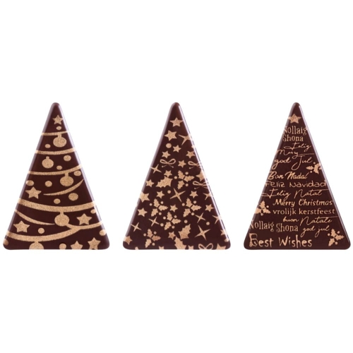 Złote Choinki dekoracja świąteczna z ciemnej czekolady 252szt