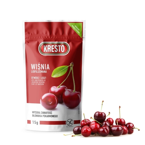 Owoce liofilizowane Wiśnia cała 100% owocu Kresto 15g