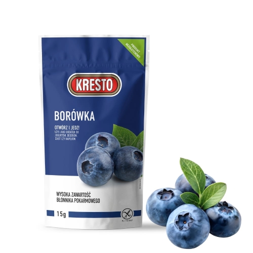 Owoce liofilizowane Borówka cała 100% owocu Kresto 15g