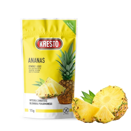 Owoce liofilizowane Ananas kawałki 100% owocu Kresto 15g