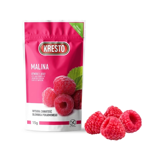 Owoce liofilizowane Malina cała 100% owocu Kresto 15g