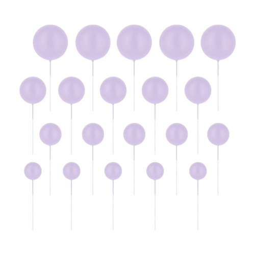 Toppery na tort Jasnofioletowe Kulki matowe zestaw 20szt