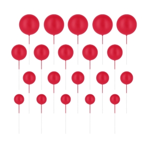 Toppery na tort Czerwone Kulki matowe zestaw 20szt