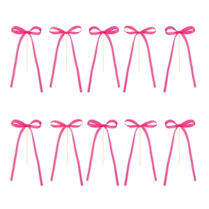 Toppery na tort Kokardka Magenta 6x16cm 10szt