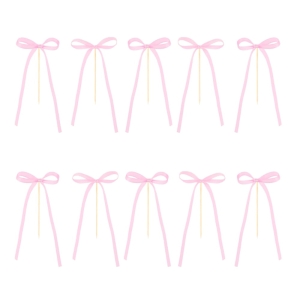 Toppery na tort Różowa Kokardka 6x16cm 10szt