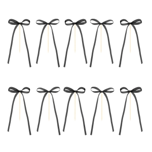 Toppery na tort Czarna Kokardka 6x16cm 10szt