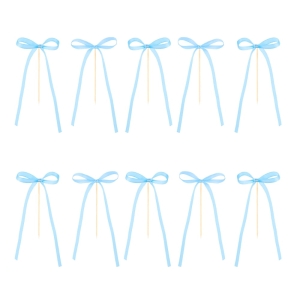 Toppery na tort Niebieska Kokardka 6x16cm 10szt