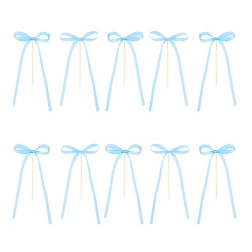 Toppery na tort Niebieska Kokardka 6x16cm 10szt