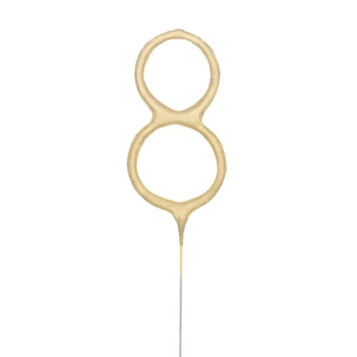 Zimne ognie na tort urodzinowy Złota cyfra 8